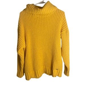 Hollister Yellow Chunky Knit Cowl Neck Sweater Women's Small READ